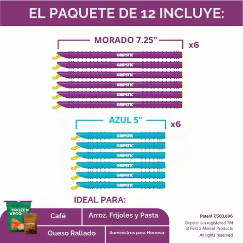 Vista 2 de GripStic Sellador de bolsas. Clips reutilizables para chips, clips para bolsas. Patentado. Sellado hermético e impermeable en bolsas