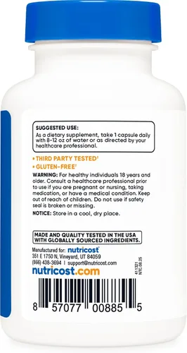 Vista 4 de Nutricost Vitamina B1 (tiamina) 100 mg, 120 cápsulas, sin gluten