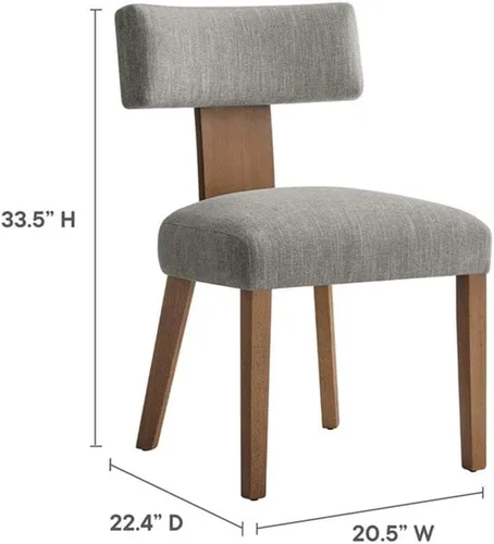 Vista 3 de Modway Nalani - Juego de 2 sillas de comedor sin brazos en tejido jaspeado, color marrón oscuro, sillas auxiliares contemporáneas con patas