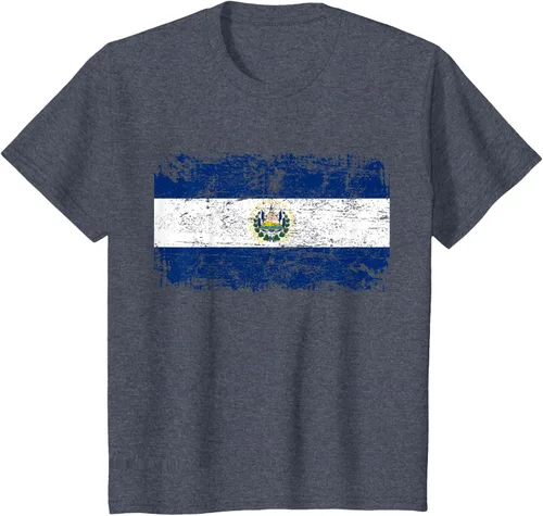 Vista 50 de EL SALVADOR Bandera Vintage Hombres Mujeres Niños Camiseta EL SALVADOR