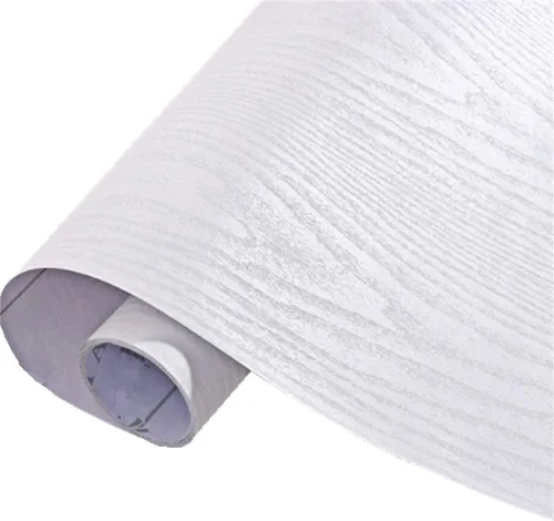 Vista 2 de Papel de contacto de grano de madera, madera blanca texturizada, revestimiento de vinilo autoadhesivo para estantes de cocina, encimeras, cajones
