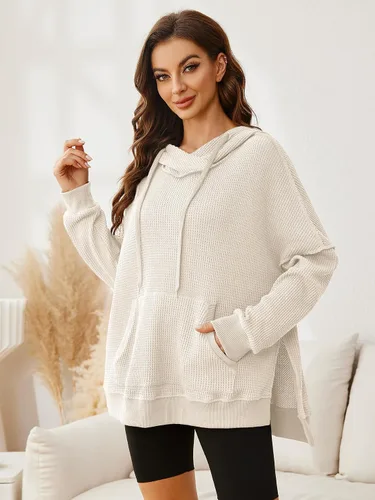 Vista 2 de Glamaker Sudaderas con capucha de manga larga para mujer, con cordón de moda, de gran tamaño, con bolsillos