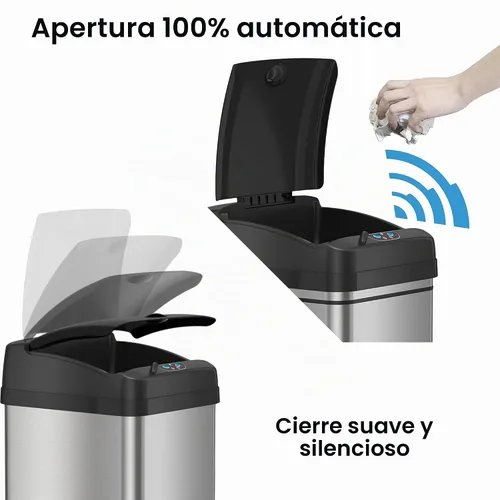 Vista 2 de iTouchless - Bote de basura con tapa y sensor para reemplazar los modelos IT13MX, IT13MXL, DZT13P, DZT13PL, DZT13M, DZT08P, DZT08PL y otras