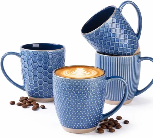 Vista 8 de GBhome - Juego de 4 tazas de café grandes hechas a mano de 16 onzas