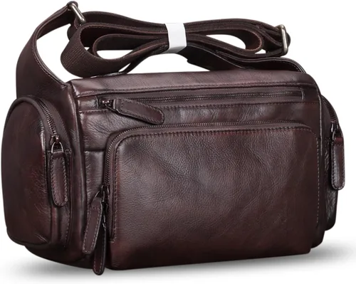Vista 2 de IVTG Bolso de mensajero de cuero genuino para hombre, bolso cruzado para el hombro, mochila informal para el trabajo, negocios