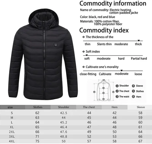 Vista 5 de Kysdzlink Men's Heated Jacket Outdoor Jacket, Ultra-thin Carbon Fiber, 9 Heating Zones Women's Jacket Excluding Battery Pack