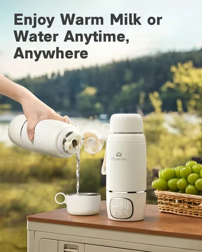 Vista 6 de Calentador de biberones portátil para viajes, calentador de leche materna y fórmula de calentamiento rápido con batería de 16,000 mAh, calentador