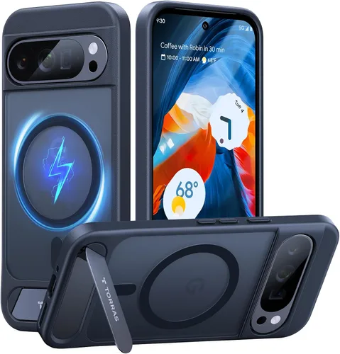 Vista 10 de TORRAS Funda magnética y soporte para Google Pixel 8 Pro, compatible con MagSafe, protección contra caídas de grado militar de 12 pies, ajuste