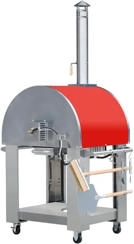Vista 4 de KOSTCH Horno de pizza de gas propano y leña de 32.5 pulgadas para cocina al aire libre en acero inoxidable, horno grande para pizza para exteriores