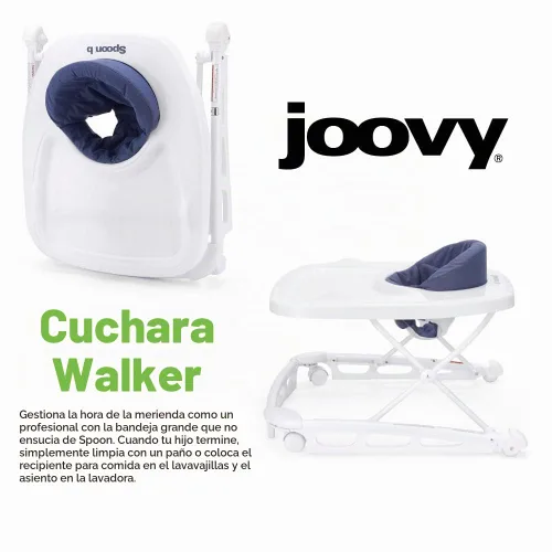Vista 4 de Joovy Spoon Baby Walker & Activity Center, Extra-Large Tray, Blueberry Azul (Arándano)