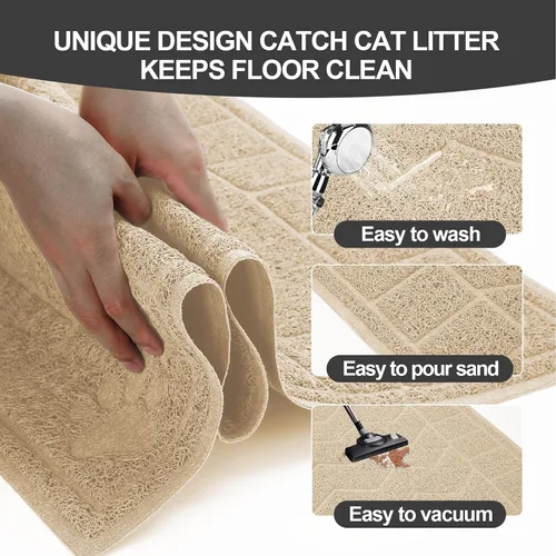 Vista 4 de Alfombrilla para Arena de Gatos, Alfombrilla Atrapa Arena Suave para las Patas de Gatitos, 35" x 24" Alfombrilla para Caja de Arena de Gatitos