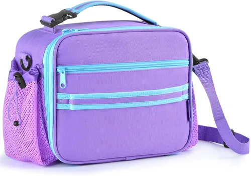 Vista 16 de Cerbonny Lonchera para niños, bolsa de almuerzo aislada para niñas y niños, poliéster duradero con forro de PEVA, correa de hombro ajustable, 10.8