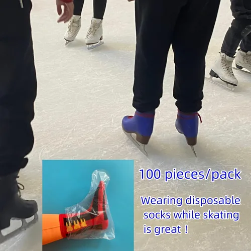 Vista 6 de BJEFHYP disposable socks, ice skating socks, bowling socks, foot bath covers,plastic socks,universal size, 100 pieces, transparent