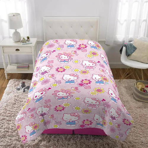 Vista 4 de Franco Ropa de cama para niños, edredón de microfibra suave, individual, Hello Kitty
