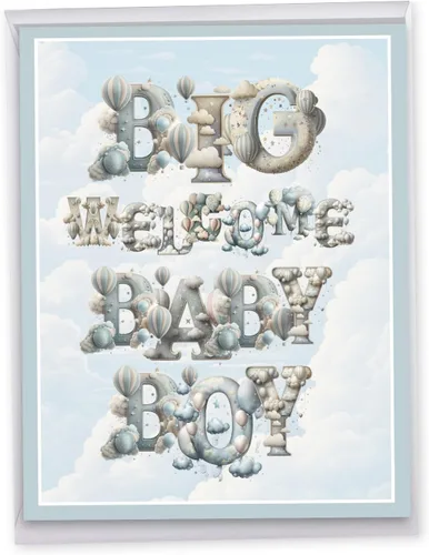 Vista 16 de NobleWorks - Tarjeta de felicitación para recién nacido con sobre (grande 8.5 x 11 pulgadas) - Baby On The Way J6355BBG