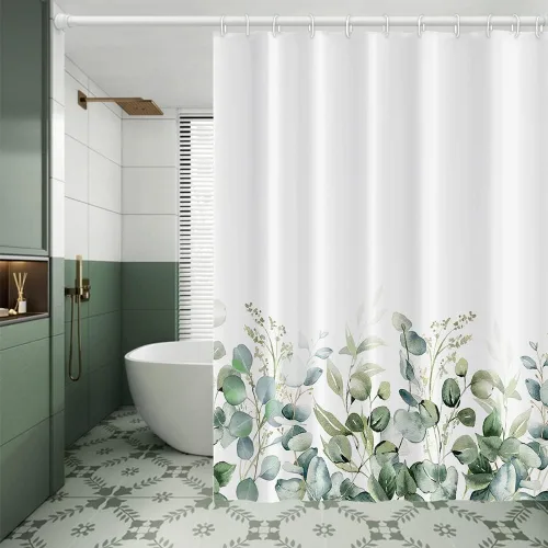 Vista 14 de Cortina de Ducha Floral Bohemia Negra Flores de Mediados de Siglo Botánica Moderna Elegante Estética Cortina de Ducha para Decoración de Baño