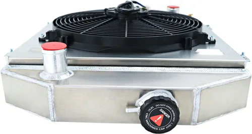 Vista 4 de Ventilador de aluminio de 4 filas para radiador compatible con Ford Coupe Super Deluxe 3.7L 1942-1948