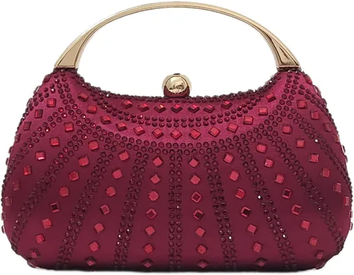 Vista 10 de HUANG ZHUANG Elegante bolso de mano de cristal con diamantes de imitación para mujer, bolso de fiesta, boda, baile de graduación, bolsa brillante