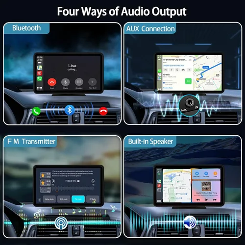 Vista 5 de Pantalla Carplay inalámbrica para coche de 7" HD portátil, estéreo de coche con pantalla táctil con Apple CarPlay y Android Auto con Mirror