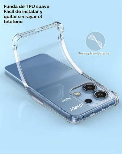 Vista 5 de USTIYA Funda para Redmi Note 13 4G 6.67 Pulgadas Transparente TPU Cuatro Esquinas Cubierta de Protección de Grado Militar Transparente Funda Suave