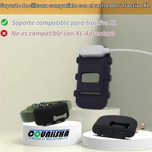 Vista 3 de Soporte de silicona compatible con rastreador de perros Tractive XL GPS Negro