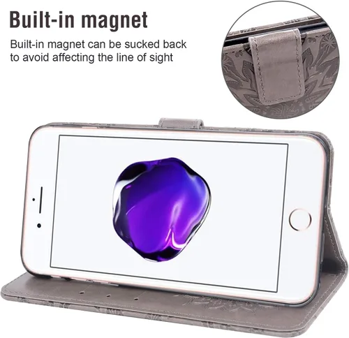 Vista 4 de Funda de teléfono para iPhone 7plus 8plus 7/8 Plus Funda tipo cartera con protector de pantalla de vidrio templado, funda de cuero con tapa