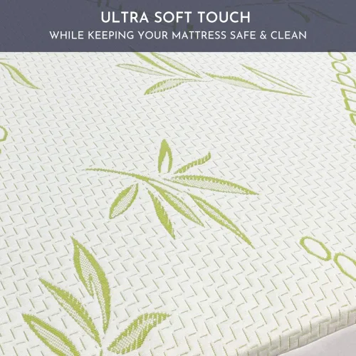 Vista 9 de Protector de colchón de bambú refrescante con cremallera - Funda de colchón 100% impermeable tamaño individual - Cubiertas de colchón de tela
