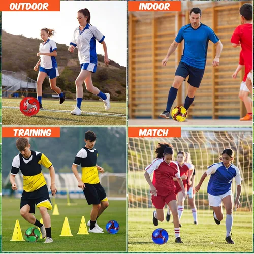 Vista 4 de MiniInflat 12 pelotas de fútbol de tamaño 4 a granel con bomba de fútbol suave para exteriores e interiores para entrenamiento deportivo, juego