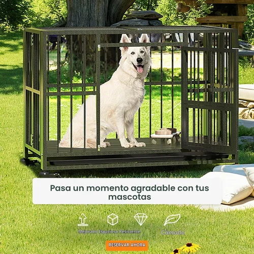 Vista 6 de Jaula para Perros Resistente de BETISEF, Jaula Grande para Perros Indestructible con Prueba de Fuga, Caseta para Perros de Alta Ansiedad