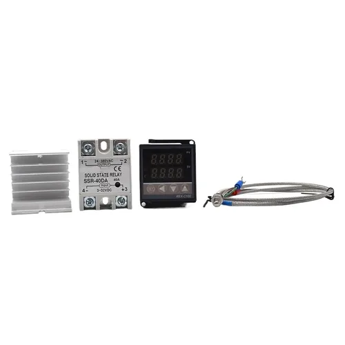 Vista 3 de Controlador digital de temperatura REX-C100 REX C100 Termostato + 40DA SSR Relé+Termopar K Sonda de 3.3 ft (juego B)