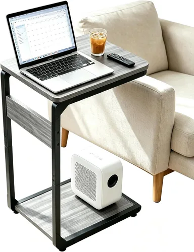 Vista 10 de Mesa auxiliar pequeña del sofá del pedestal de madera para el sofá, mesa Negro