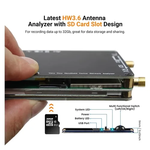Vista 4 de Spectrum Analyzer, 50Khz-2.7Ghz Vector Network Analyzer Rechargeable Nanovna Plus Antenna Spectrum for Transmission Coefficients(Analyzer 32G SD