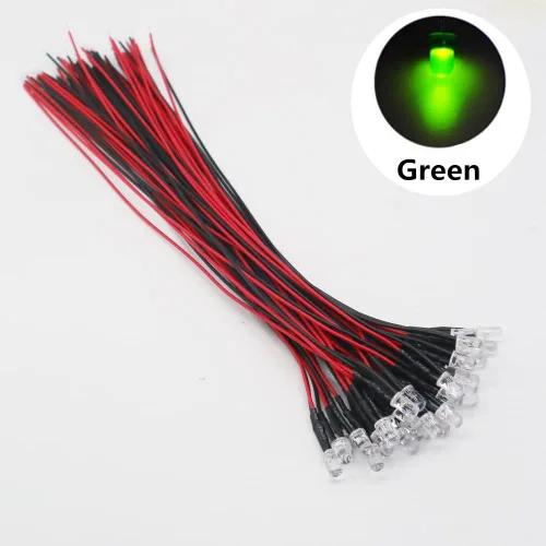 Vista 3 de 20 unids/lote DC12V F5mm 7.9 in redondo precableado agua claro LED lámpara bombilla pre-cableado emisor diodos para bricolaje decoración del hogar