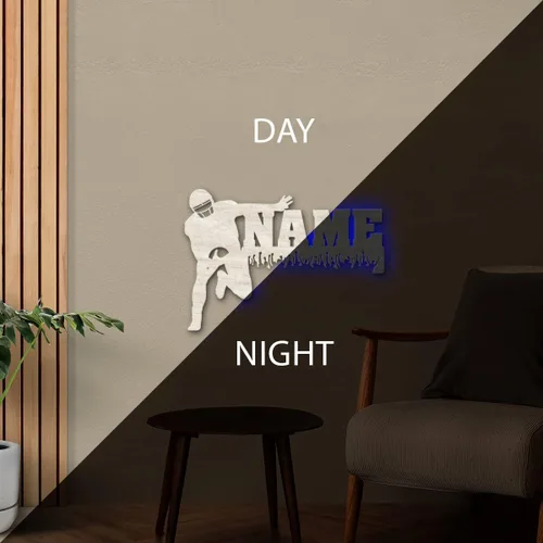 Vista 4 de Colgante de pared con luz nocturna LED, personalizado con tu nombre, ideas de regalo temáticas de jugadores de fútbol para niños, niñas, hombres