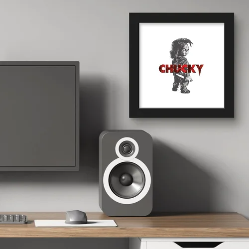 Vista 5 de Trends International Gallery Pops Play - Póster de pared con diseño de Chucky con texto de Chucky, 12.00 x 12.00 pulgadas, versión de marco negro