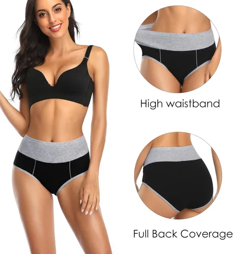 Vista 3 de Annenmy Ropa interior de cintura alta para mujer, ropa interior de algodón para mujer, ropa interior con control de abdomen, sin muffins, bragas