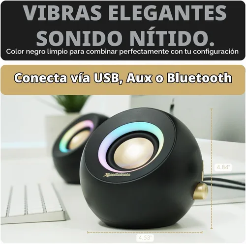 Vista 2 de Altavoces de computadora X9 Performance para PC de escritorio - Bluetooth, Aux y USB con iluminación RGB para escritorio, portátiles, tableta