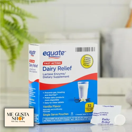 Vista 5 de Equate - Suplemento dietético de acción rápida para alivio de lácteos con enzima lactasa, tabletas masticables con sabor a vainilla, 32