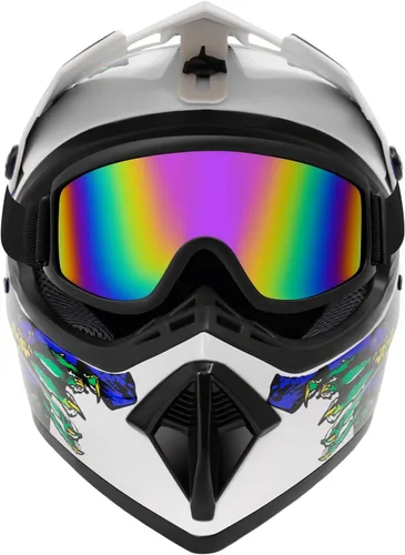 Vista 11 de Guantes para niños, lentes para motociclista y casco para manejar fuera de pista, para niños, para motocross, aprobados por el DOT, para carreras, M
