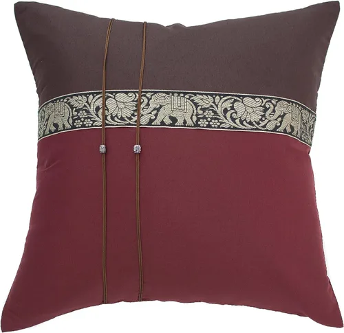 Vista 2 de Fundas de almohada decorativas de primera calidad con estampado de elefante, para sofá, silla, no incluye 16 x 16 pulgadas (2, marrón granate)