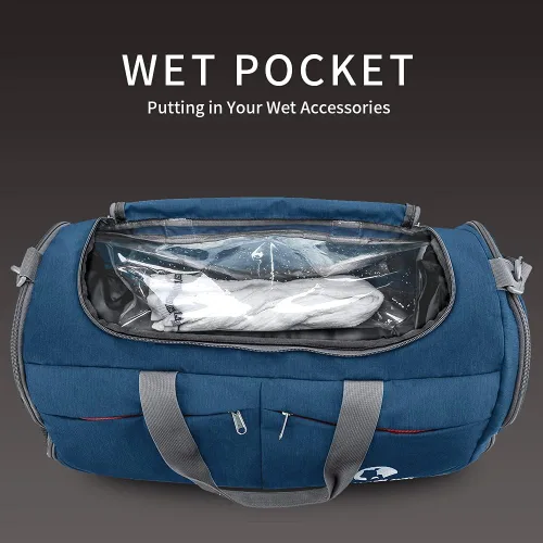 Vista 3 de Canway - Bolsa deportiva para gimnasio, bolsa de lona para viaje con compartimento para bolsa húmedo y para zapatos para hombres y mujeres, de 45 L