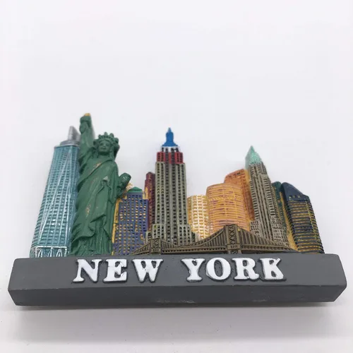 Vista 2 de Imán de nevera de Nueva York, Estados Unidos, resina 3D, hecho a mano, artesanía, turista, viaje, ciudad, recuerdo, colección, etiqueta, nevera