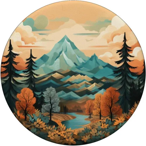 Vista 3 de PopSockets PopGrip estándar con diseño de montañas florales y paisajes bohemios