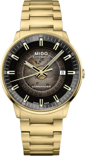 Vista 11 de MIDO Commander Gradient - Reloj automático suizo para hombres - Esfera degradada transparente - Caja de acero inoxidable de 40mm Negro y negro