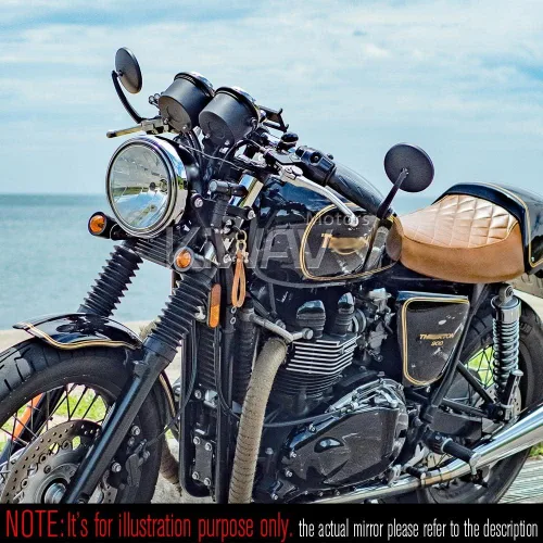 Vista 2 de KiWAV Espejos de extremo de barra de motocicleta Eclipse negro compatible con manillar roscado M6