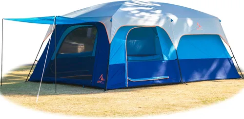 Vista 19 de KTT Extra Large Tent 8-10-12-14 Person(A),Family Cabin Tents,2 Rooms,3 Doors and 3 Windows with Mesh,Straight Wall,Waterproof,Double Layer,Big Tent