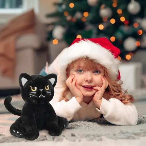 Vista 8 de SuzziPals - Animales de peluche de gato negro calentables y refrigerables, bonita almohadilla térmica para microondas para calmar y relajar