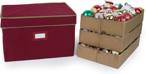 Vista 11 de Covermates Keepsakes – Caja de almacenamiento ajustable de 72 piezas – Capacidad para adornos de 4 pulgadas – Resistente – Asas – apilables