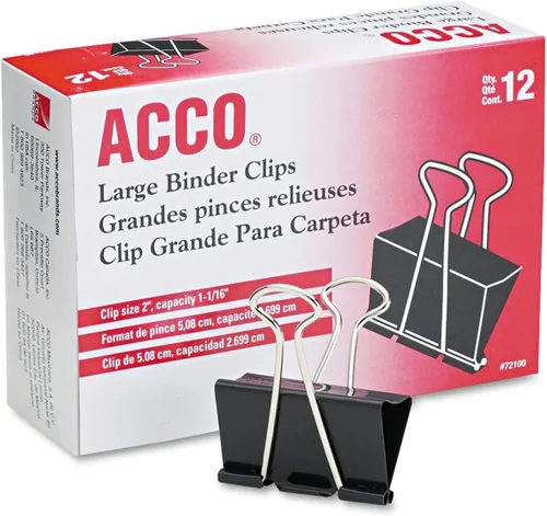 Vista 5 de ACCO 72062 - Clips para carpeta, medianos, color negro, 12 por caja, 2 cajas