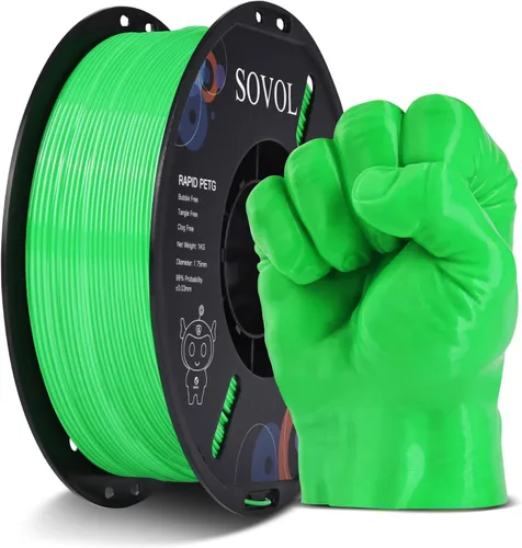 Vista 36 de Sovol Materiales de impresión 3D del filamento 5.74 ft m 2.2 lbs de PETG de Alta precisión, fuerte dureza, tensión de cableado, precisión Verde